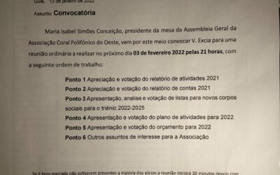 Assembleia Geral – Convocatória a todos os associados